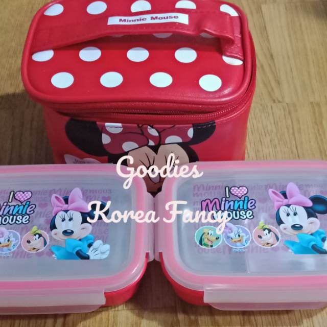 GIG BABY ORI KOREA Lunch Box Stainles Minnie Mouse Set 2+Bag Seri 2 Ready Stock