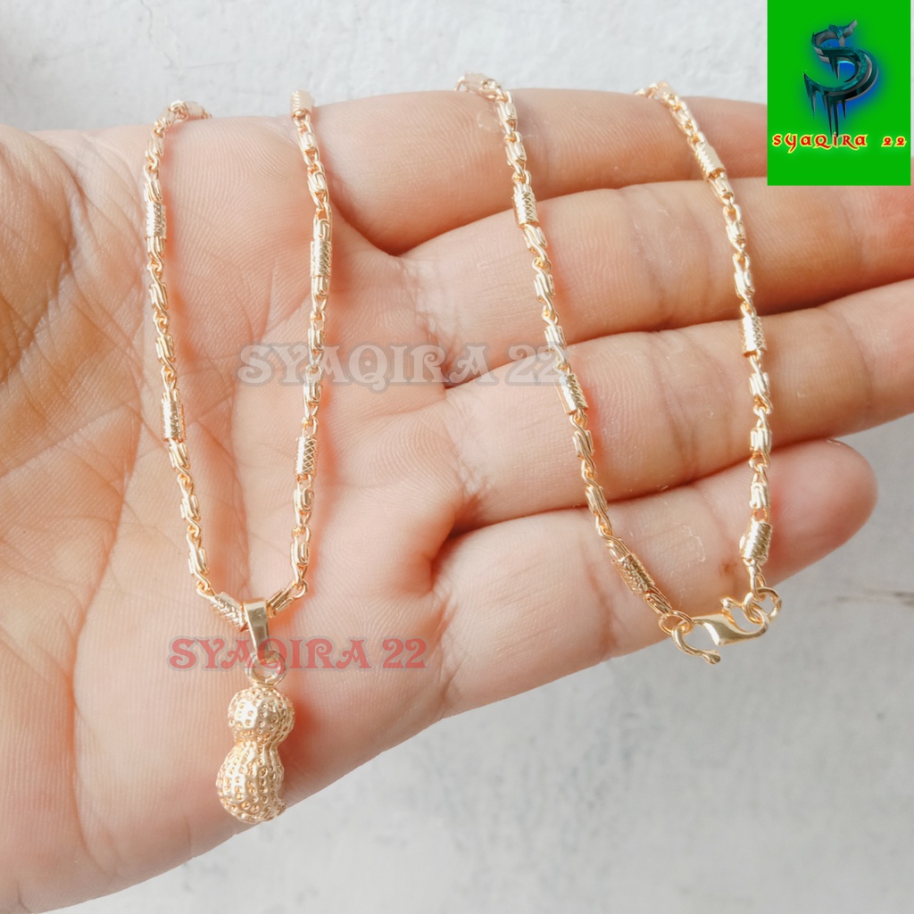 Kalung cantik asli anti luntur BMB-KACANG anti karat ori kalung pengganti emas 24k dewasa model terb