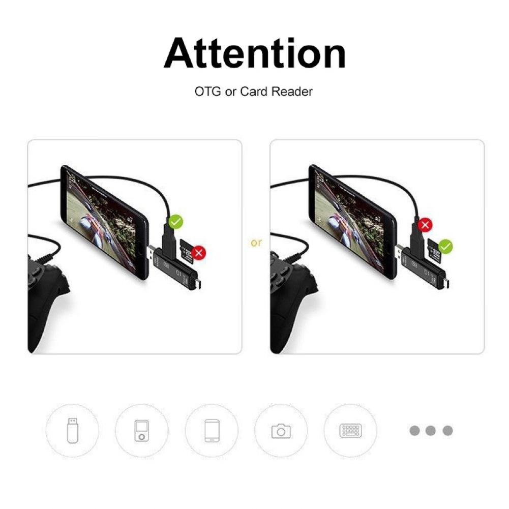 Adaptor Card Reader OTG Micro USB 2.0 Tipe C TF Multifungsi Untuk Keamanan