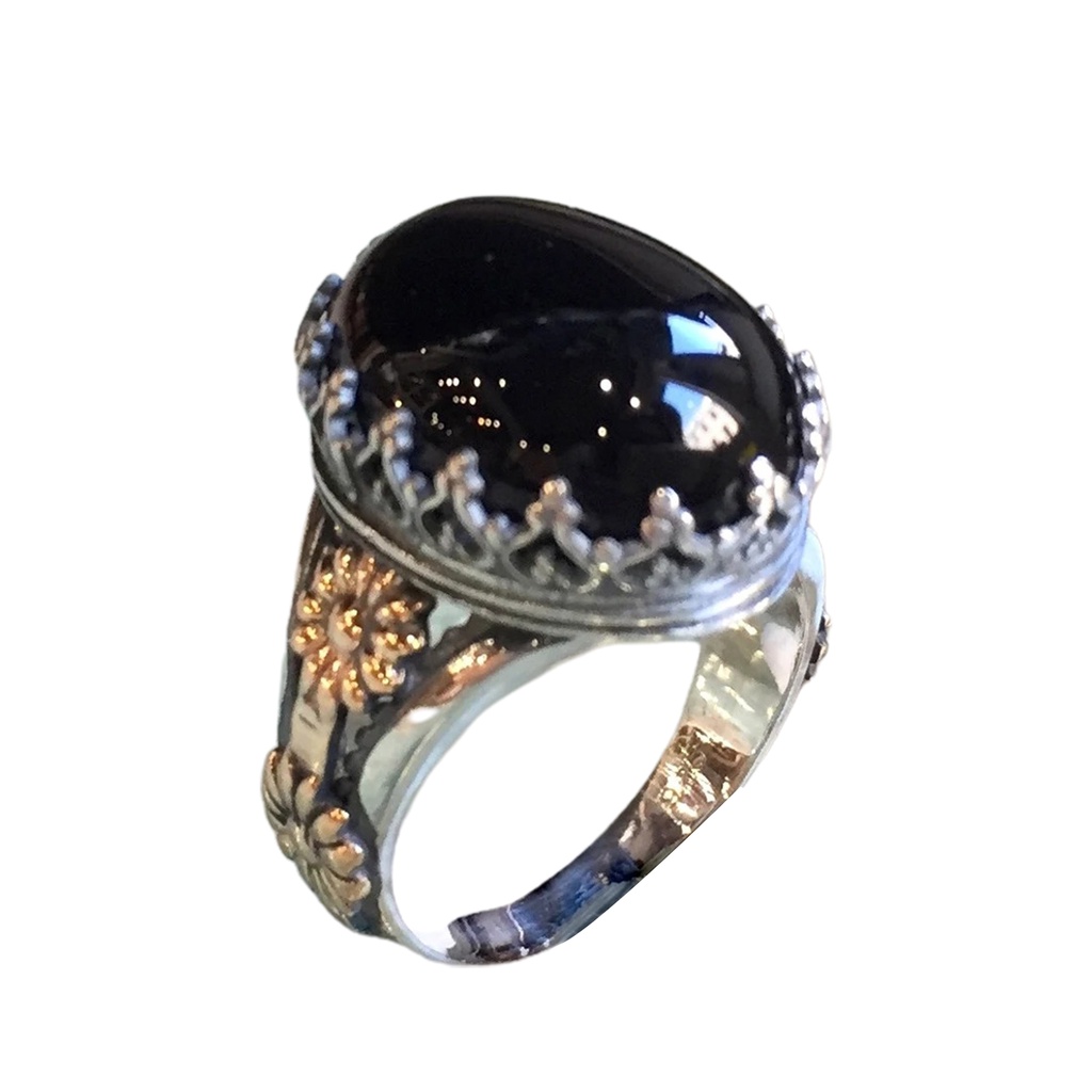 Hu Hu Hu Hu Hu Alat Bantu Pasang Kacamata♡ Cincin Lebar Motif Ukiran Bunga Hias Batu Permata Imitasi Gaya Rock Untuk Unisexpriawanita