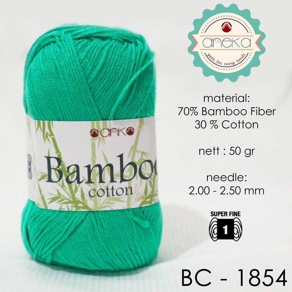 Benang Rajut Katun Bambu / Bamboo Cotton Yarn 2 - 1854 Hijau Mint S