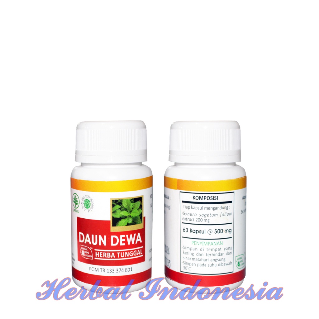 Kapsul Daun Dewa HIU iSI 60 - Obat Herbal Lever Kencing Manis - TB Paru, Kista