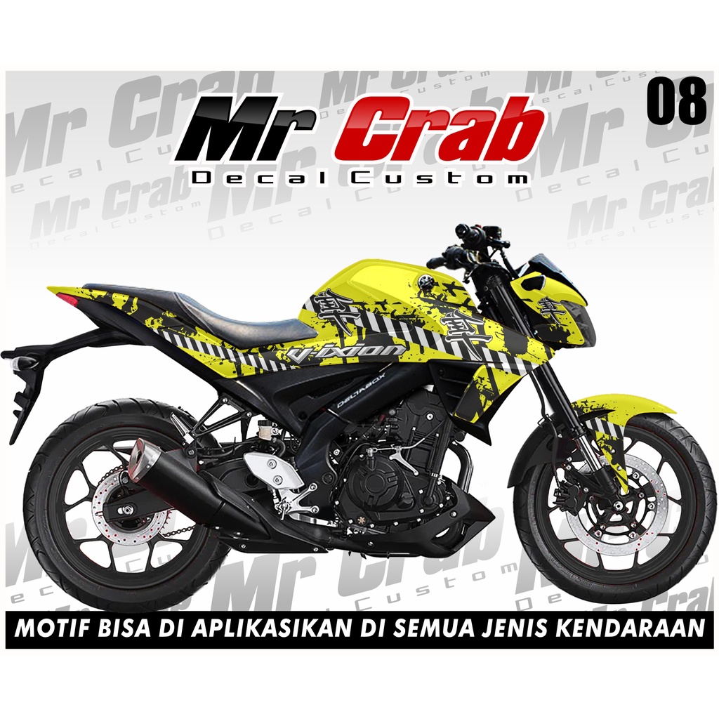 DECAL VIXION R - Sticker Decal Variasi YAMAHA VIXION R  Motif BLACK WHITE LINES JEPANG kode 08