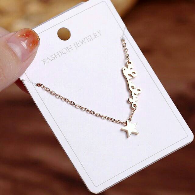 GG Kalung Titanium Premium Gold plated 18k Aksen Lucky star Rose Gold #KL-146