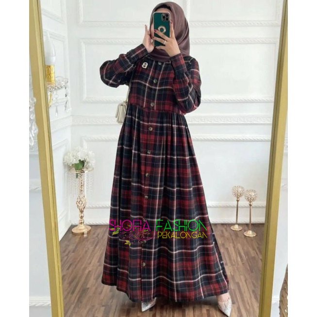 New Arrival Pakaian Wanita Gamis Midi Dress Motif Klasik Terbaru