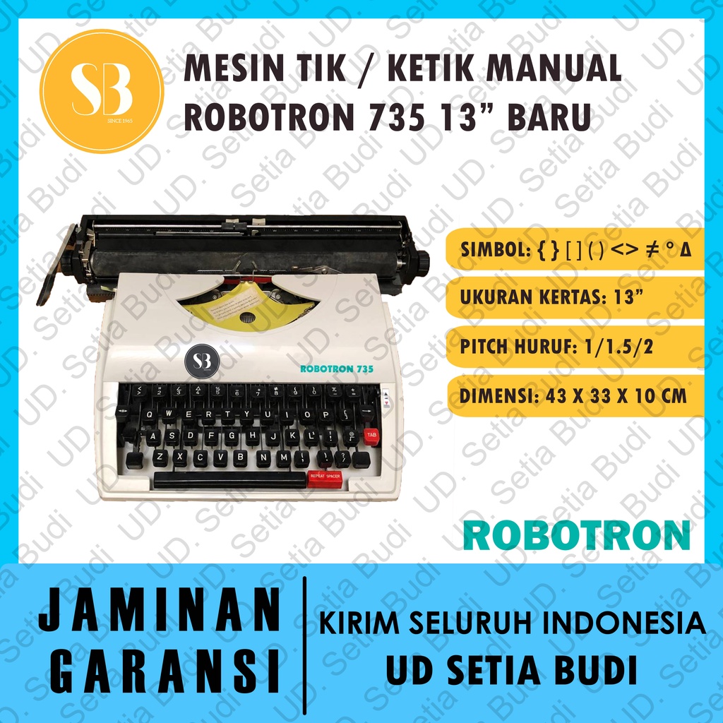 Mesin Ketik Manual Robotron 735 13&quot; Mesin Tik 13 Inch Baru