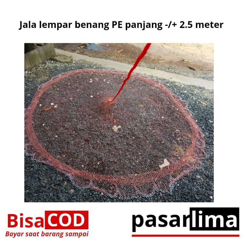 Jala ikan lempar hand made benang PE panjang +/- 2.5 meter