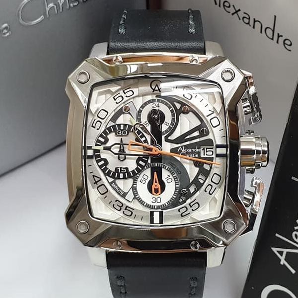 Jam Tangan Pria Alexandre Christie AC 3038 Silver White Original unisex