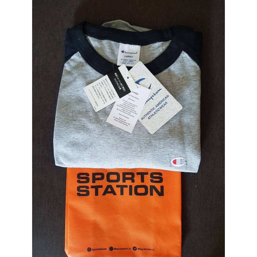 kaos lengan panjang pria baju champion original ORIGINAL BARU abu grey sz L RARE diskon H3VQ