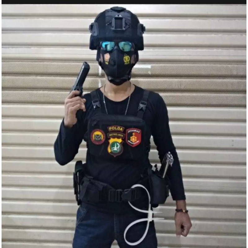 Satu Set Tas Dada Chest Rig Bag Plus Kopel Set Tactical Free 2 Patch Rubber