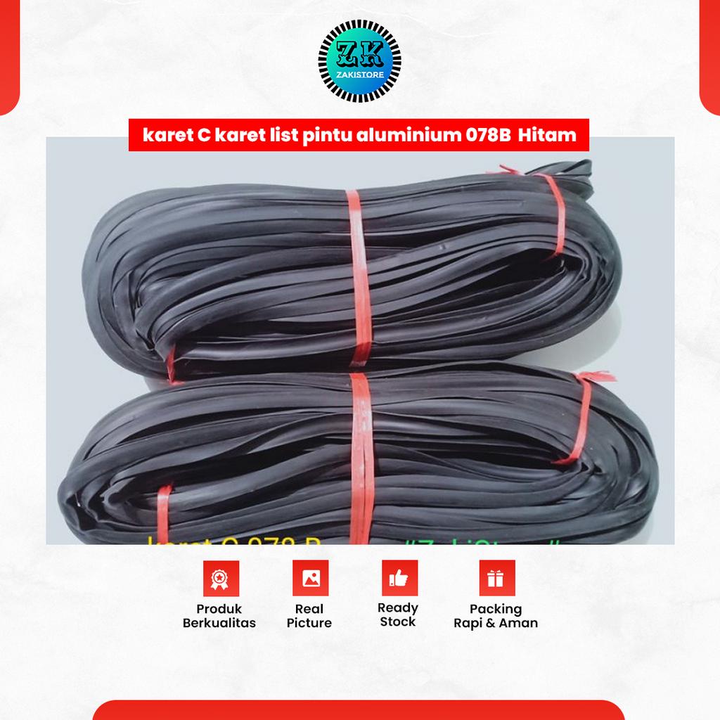 Karet C List Pintu Aluminium/Karet List Kaca 078B Hitam Karet Kaca Mati
