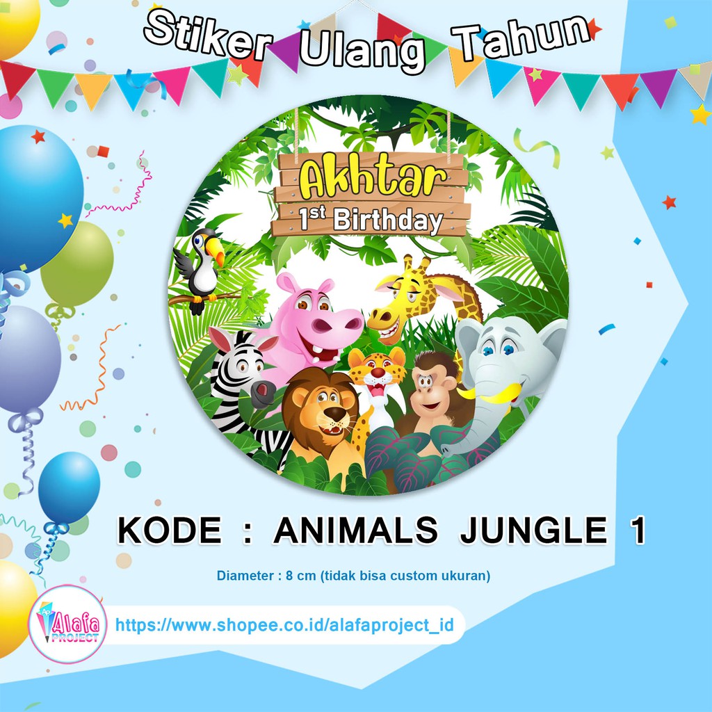 Alafaproject Tema Animal  Jungle 1 Stiker Ulang Tahun 