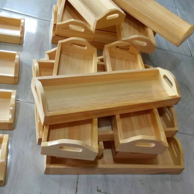 Jual Nampan Kayu Baki Kayu Persegi Panjang Tray Kayu Jati Belanda Uk X X Shopee Indonesia