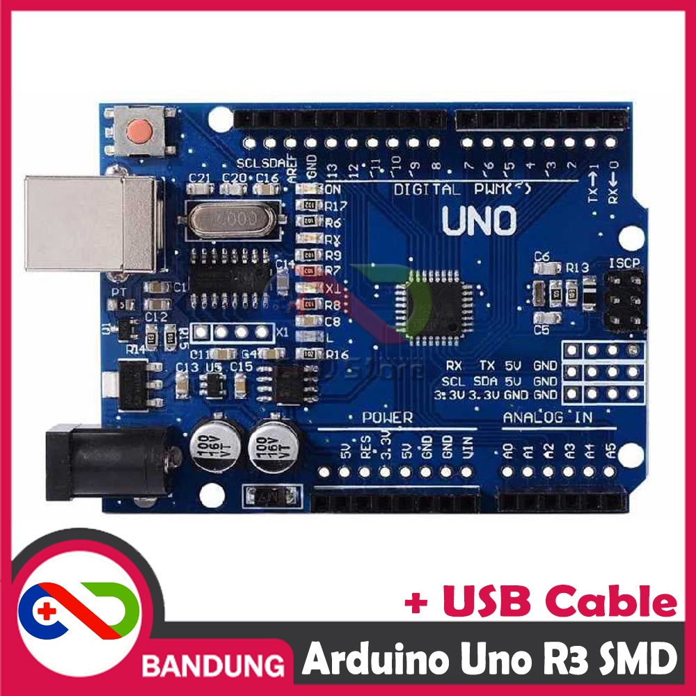 UNO R3 SMD CH340 ATMEGA328P PLUS KABEL USB &amp; PIN HEADER