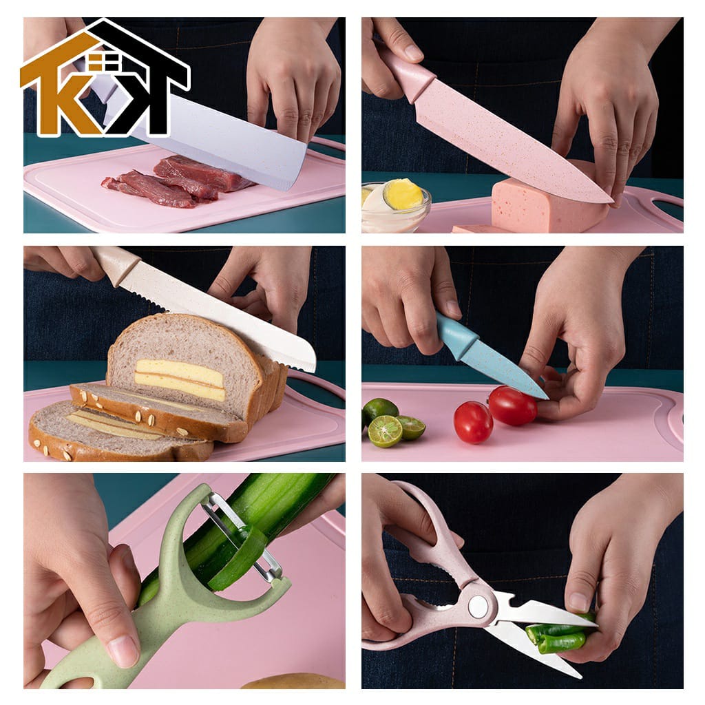 PISAU SET ISI 6 / KITCHEN KNIFE SET 6 IN1 / PISAU DAPUR VIRAL / PISAU SET SULTAN KERAMIK