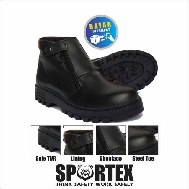 Sepatu Safety PRIA Ujung Besi TYPE SLETING Sol Hitam by sportex