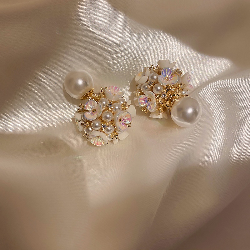Anting Tusuk Sterling Silver 925 Desain Bunga Hias Zirconmutiara Gaya Perancisretro Untuk Wanita
