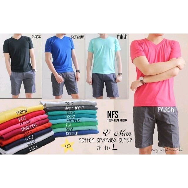 KAOS PRIA POLOS VNECK ZARA BASIC , KAOS PRIA POLOS V NECK ZARA BASIC