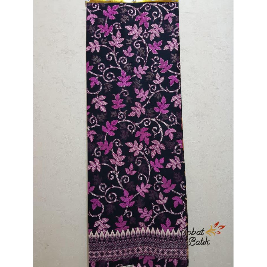 Terlaris Kain Batik Semi Sutra Motif 91132 Hitam Ungu