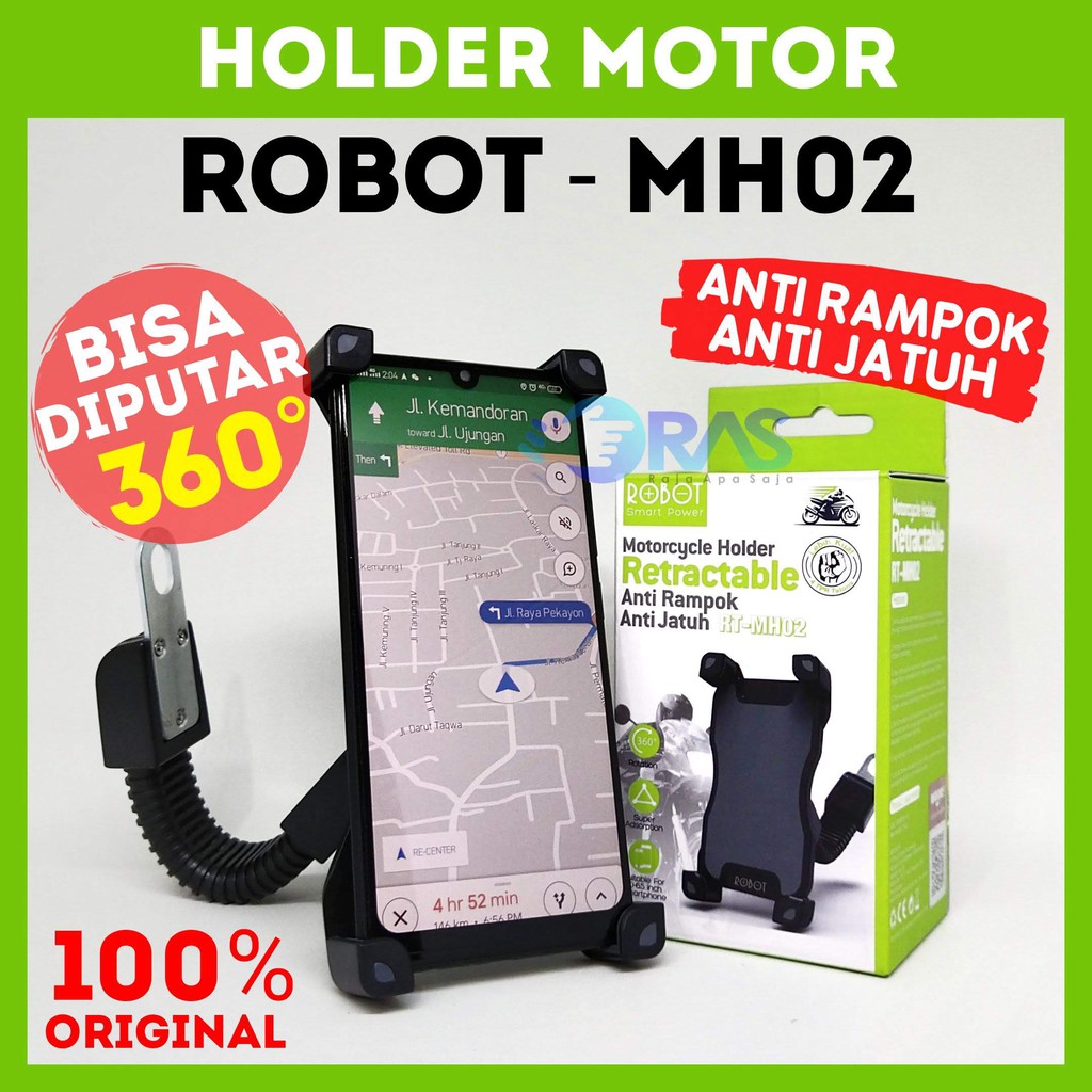 Holder HP Motor Phone Handphone Holder Motor Robot RT-MH02 Holder Spion Motor Holder HP di Motor