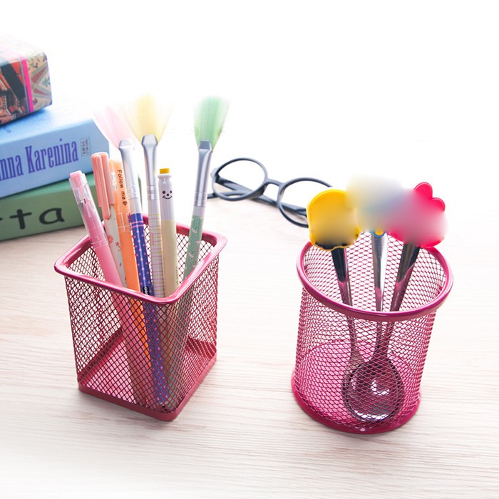 Pen Container BULAT / Tempat Pulpen Jaring Besi Stand Holder Organizer