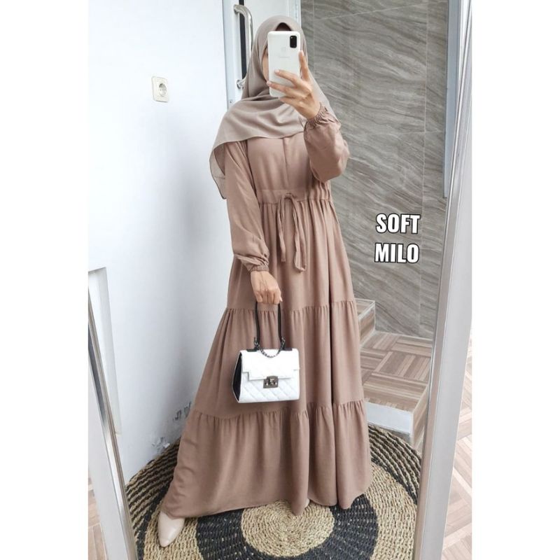 Gamis ity crepe ,Serut Susun Basic/ Gamis Polos Serut/termurah/terlaris