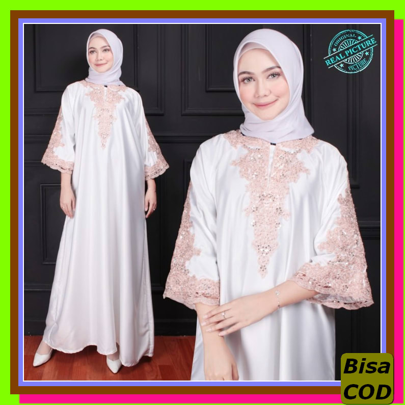 Tankaftan- Gamis Kaftan Varsela 3 Warna - Maron -Dress - Muslim - WE535 Kaftan Elira Putih Premium
