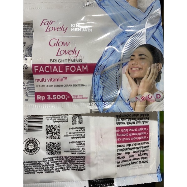 FAIR AND LOVELY / GLOW AND LOVELY / BRIGHTENING FACIAL FOAM / FACIAL WASH / MULTIVITAMIN