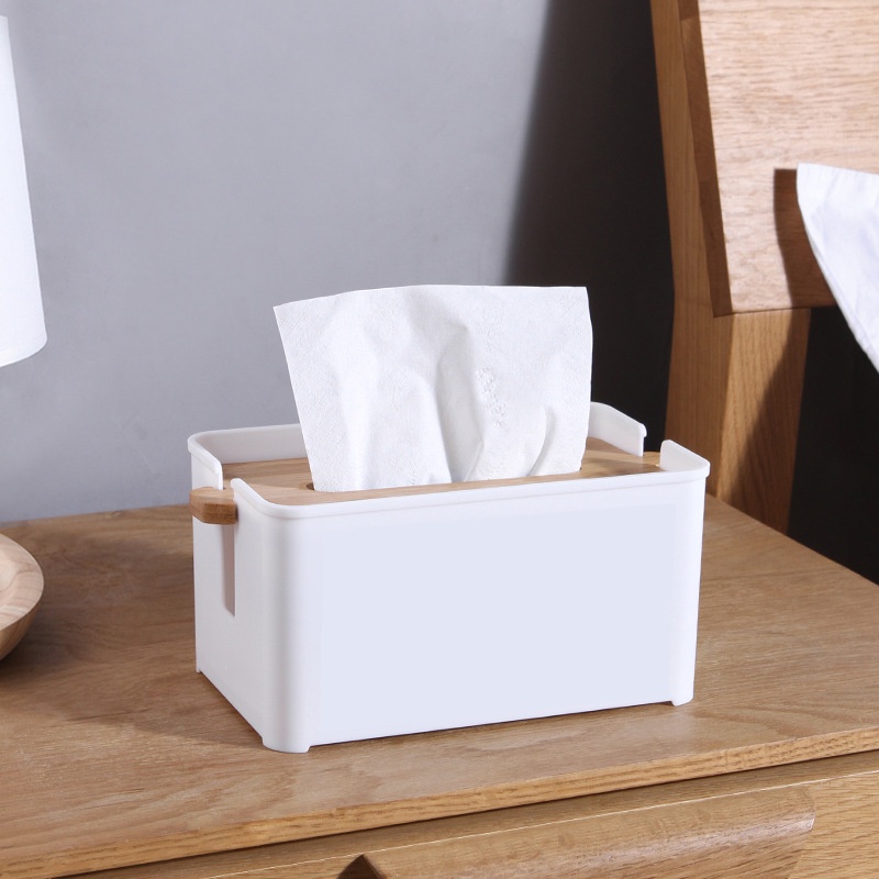 Kotak Tempat Tisu Kayu Minimalis Tissue Box - White