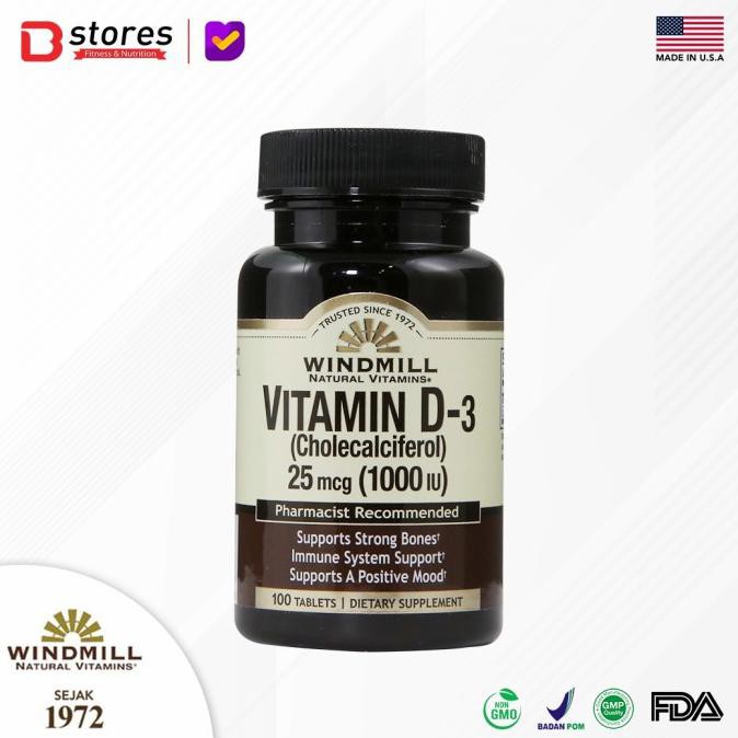 ❤BISA COD❤【BISA COD】 Windmill Vitamin D3 1000IU Bstores DIJAMIN