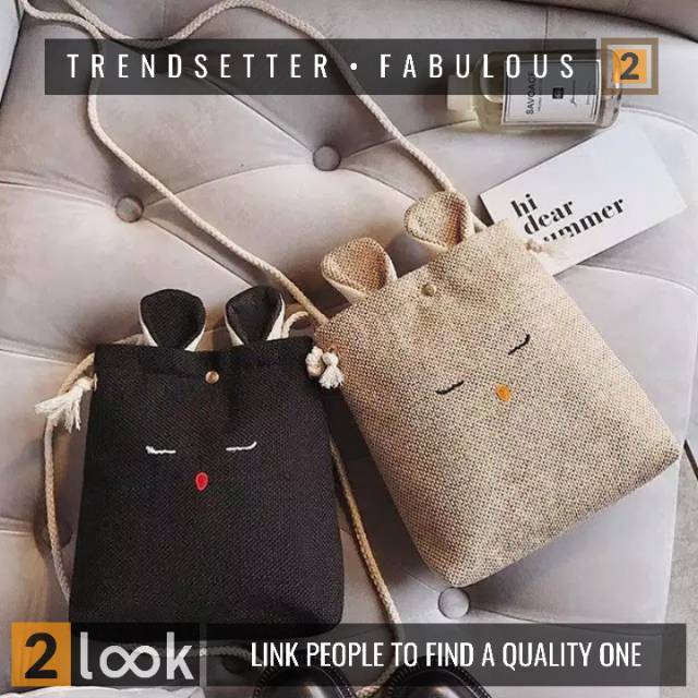 2look - TAS SELEMPANG WANITA IMPORT - Sling Bag Kanvas Emoticon Lucu