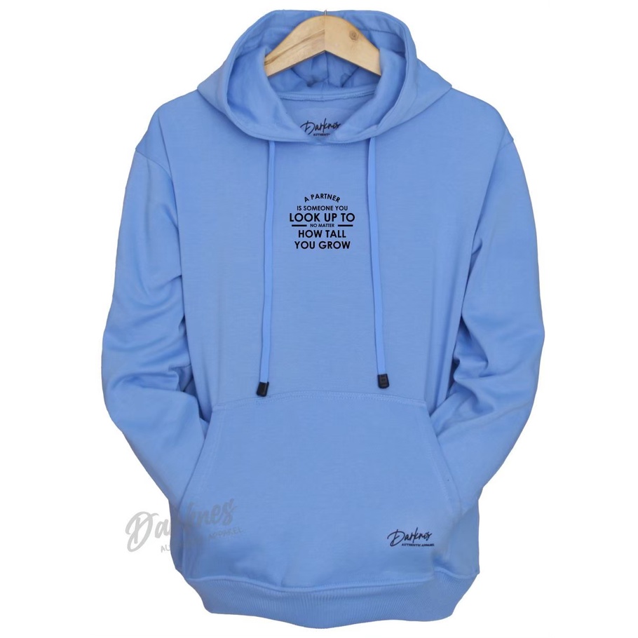 Sweater hoodie pria distro flece tebel sweater hoodie original Drakness size M L XL XXL list LOOK UP TOO warna biru turkis jaket laki laki dan wanita premium