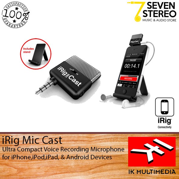 IK Multimedia IRig Mic Cast Compact Voice Recording Micrphone