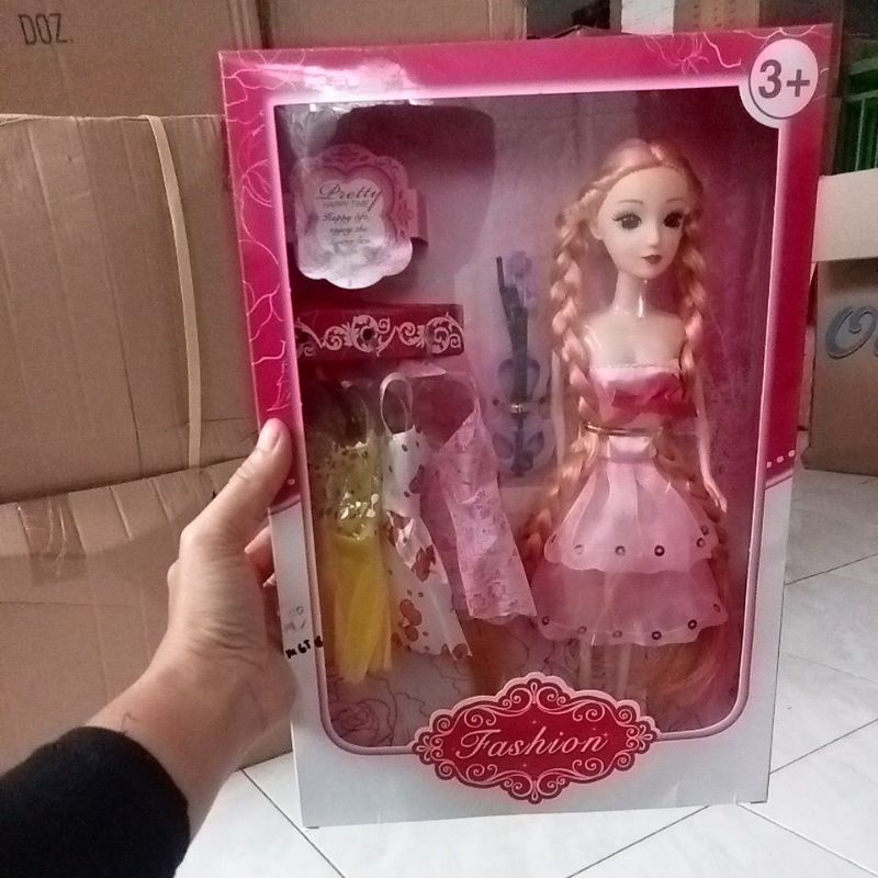 HS1922 Mainan Boneka Berbi Rambut Panjang Fashion Biola 3 Baju HS 1922