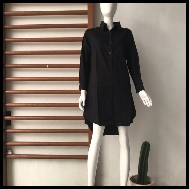 Kemeja Tunik Putih Dan Hitam Bahan Katun Jepang Poplin 2 Ukuran