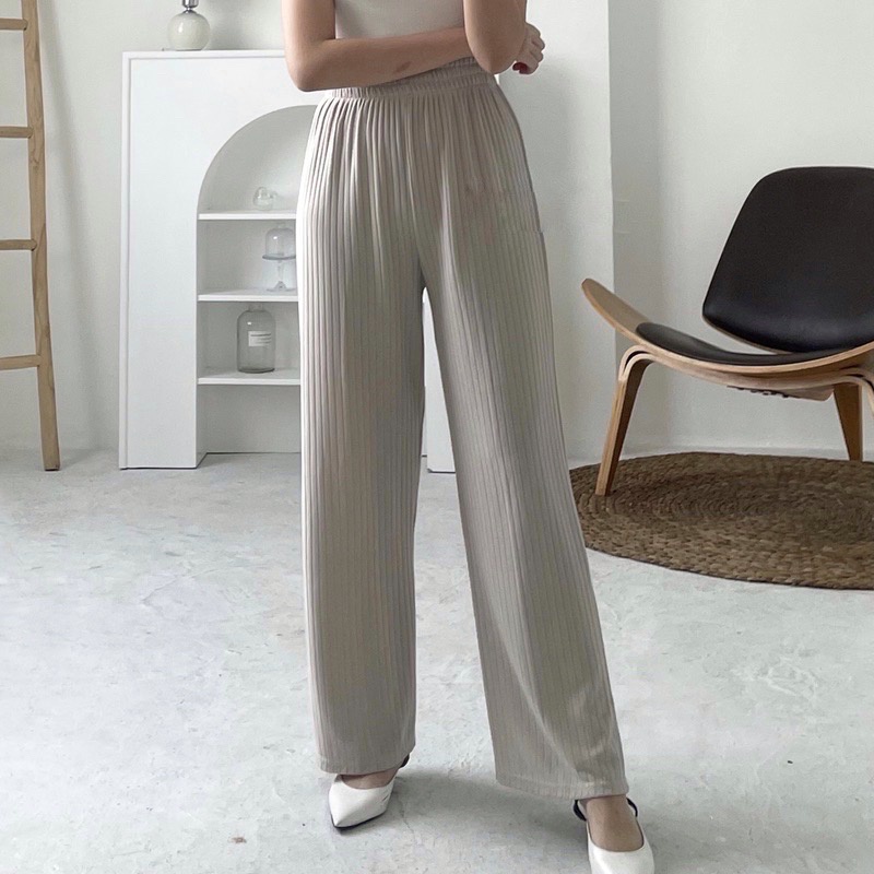 Celana Murah Berkualitas Kulot Knit Premium - Long Cullote Meera Pants - Korean Loose Pants Trousers Wanita - Loungewear - Celana Perempuan Murah Berkualitasi Indonesia-Shopee Indonesia