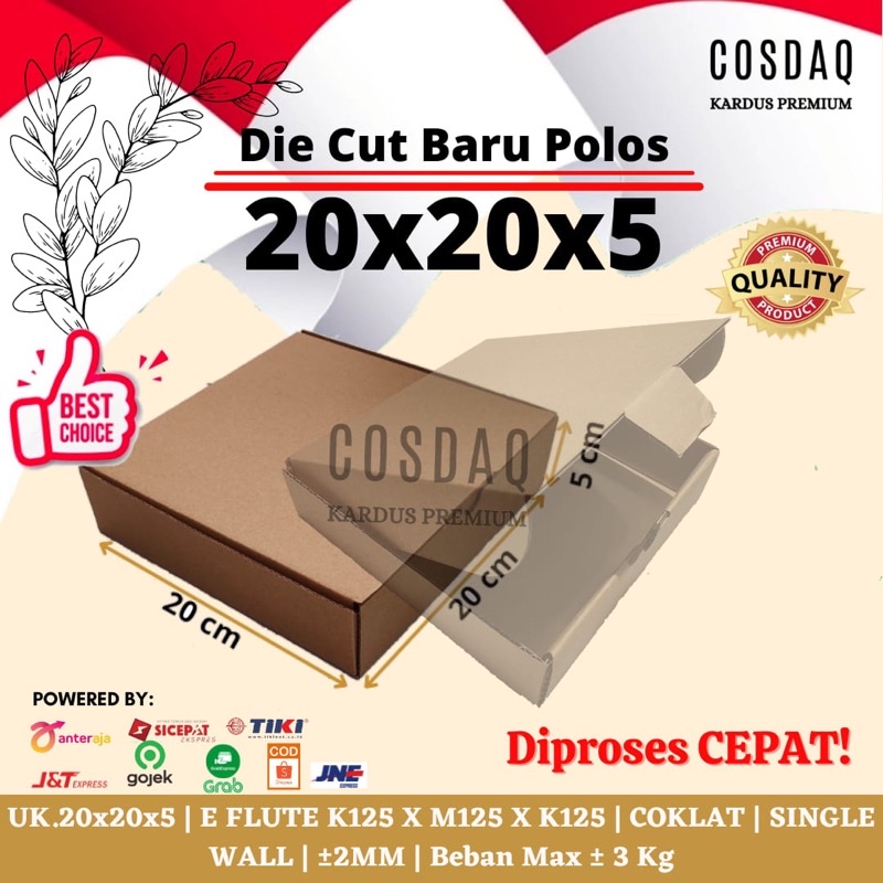 

DUS DIE CUT 20x20x5 cm BARU POLOS KUAT KARDUS BOX DUS COKLAT PACKING MURAH 20 x 20 x 5 cm