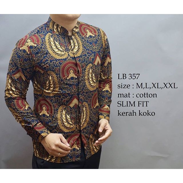 KEMEJA BATIK PRIA SLIMFIT / BAJU BATIK BAJU KOKO SLIMFIT LB 357