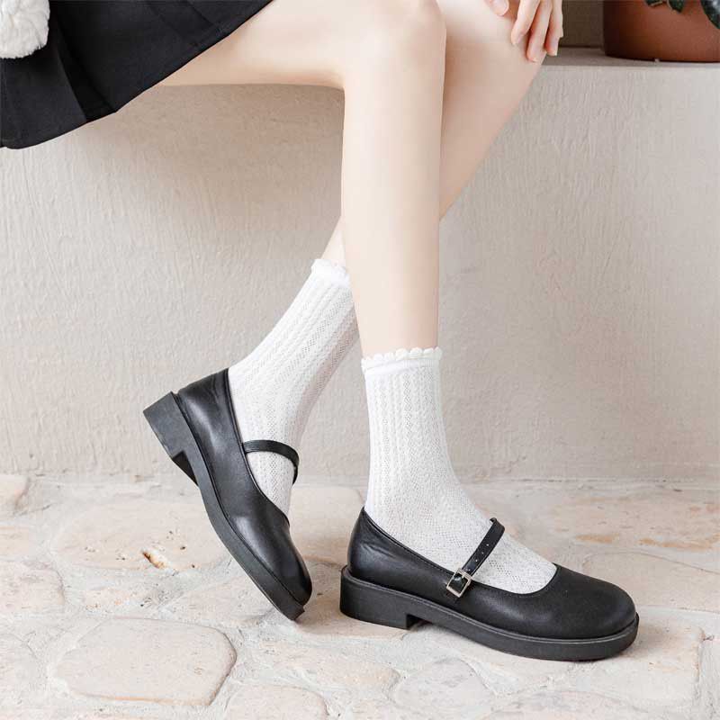 KAKOS KAKI LOLITA IMPORT BASIC WHITE SOCKS WAMITA RAJUT COTTON MENERAP MUSIM PANAS KK-44