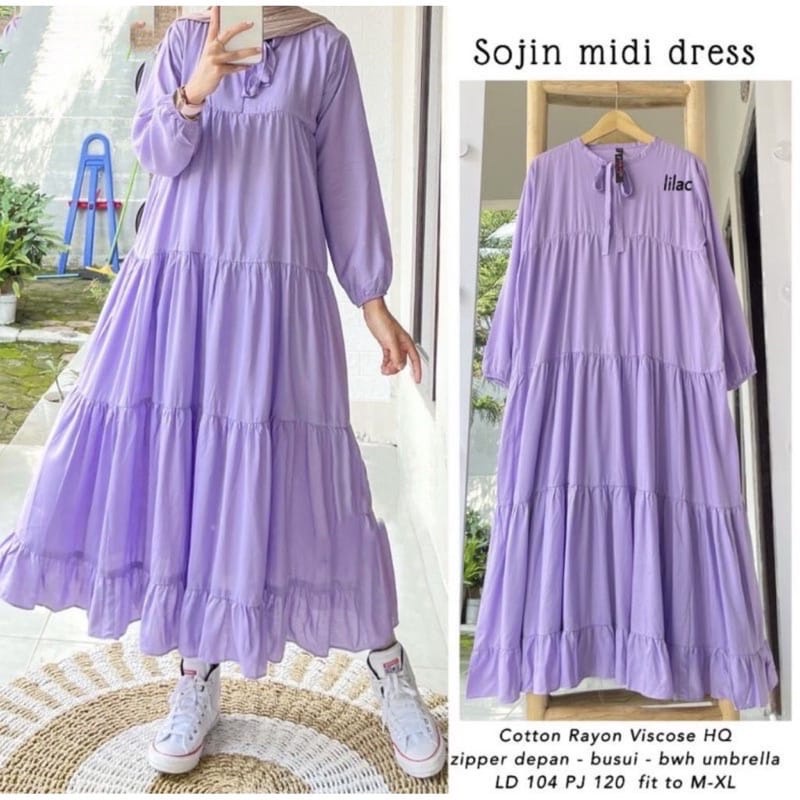 Orimoza Maxi Dress Wanita Rayon Crinkle Busui-MIDI SOJIN LILAC