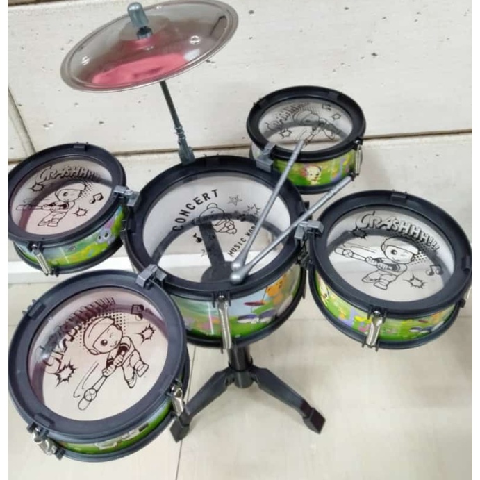 SH1234 - Mainan Mini Drum Set Anak Plus Kursi SH 1234