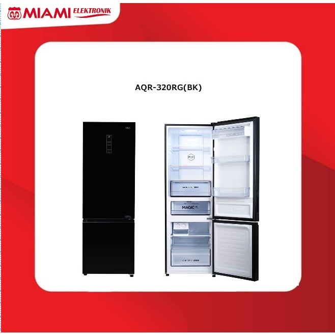 AQUA Japan AQR-320RG(BK) Lemari Es 2 Pintu Bottom Freezer 317 Liter