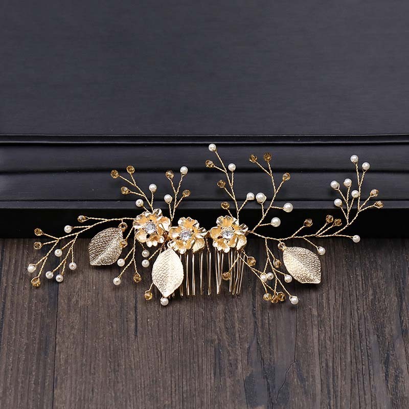 Sirkam Hiasan Rambut Bridal Model Daun Warna Gold untuk Sirkam Hiasan Rambut Bridal Model Daun Warna Gold untuk