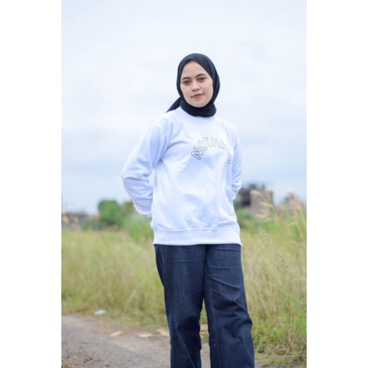 NOTHING TEXT SWEATER UNISEX KEKINIAN TERLARIS&quot;