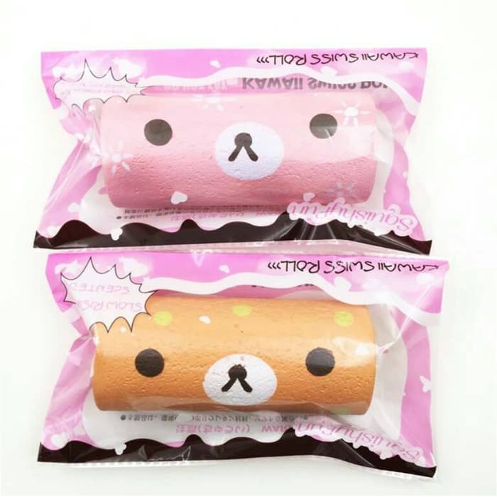 squishy rilakkuma kawaii swiss roll cake ori squishyfun slow rising