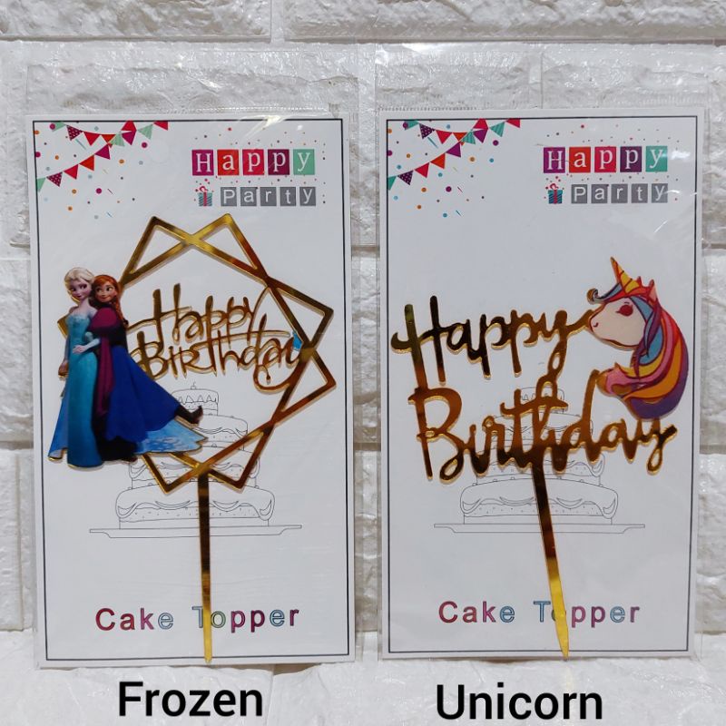 

cake topper frozen unicorn tancapan kue tart princess elsa anna little pony gold emas tusukan hiasan happy birthday hbd ulang tahun ultah aksesoris tusukan tancapan tulisan