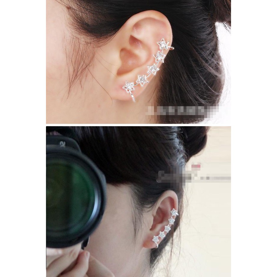 Anting Jepit Wanita E93 STAR Korea Fashion Women Earring Diamond Touch Pesona Giwang - MODEL SEBELAH