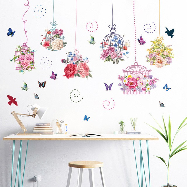 Reliza Wall Sticker Sangkar Burung Bird Cages Hanging Stiker Dinding LDR8332