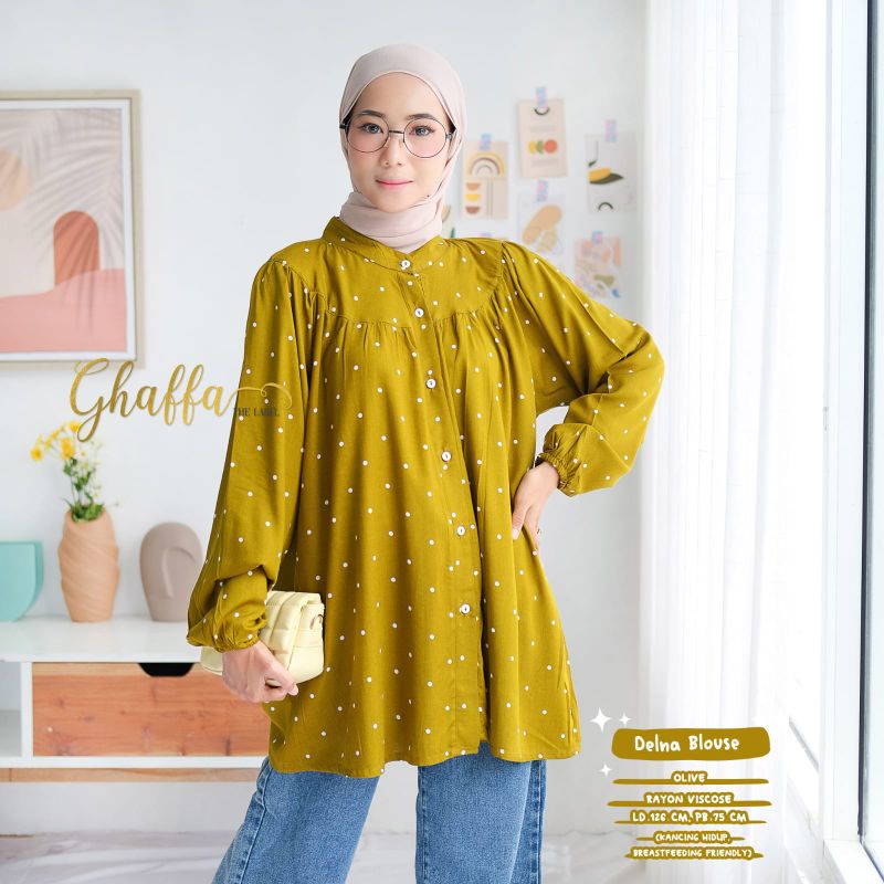 DELNA BLOUSE BY GHAFFA THE LABEL / BLOUSE MOTIF WANITA MUSLIMAH / Baju wanita Kekinian modern