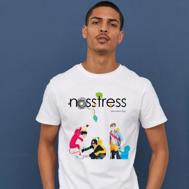 Nuchar - T-shirt Putih Band Lokal Nosstress Artwork